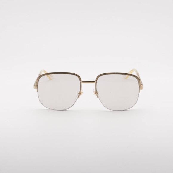 Gucci GG0777S 001 Sunglasses Gold Square Frame, Transparent Lenses - Picture 3 of 10